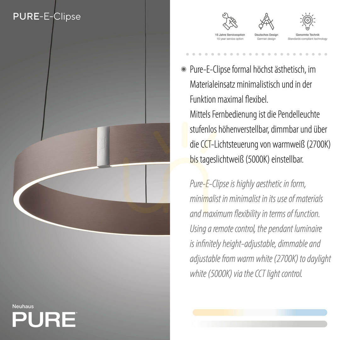 Pokaż Lampa Wisząca PURE E-CLIPSE 2560-34 Brązowy 2xLED Lampa Wisząca PURE E-CLIPSE 2560-34 Brązowy 2xLED