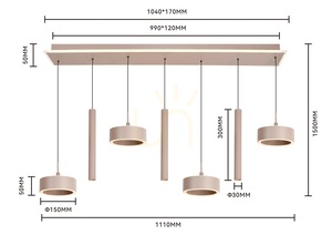 Lampa wisząca siódemka prosta CARNAC kaszmirowa 7040-813 Aviano small 8