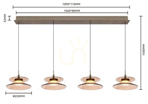 Lampa wisząca czwórka prosta CREMA brąz / klosz coffee 7058-421 Aviano small 3