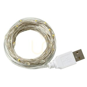 Srebrny Lampki Drucik 100 Led 10m 2700 K Usb A small 8