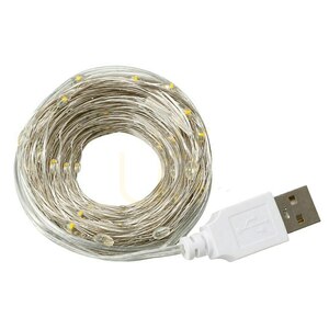 Srebrny Lampki Drucik 200 Led 20m 2700 K Usb A small 8
