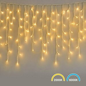 Biała Kurtyna świąteczna 200 Led 5m 2000 K + 6000 Flash Ip44 Biały IP44 small 0