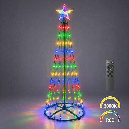 Sprawdź Zielona Choinka Led 1,5m 205 3000 K + Rgb Ip44 Zielony IP44