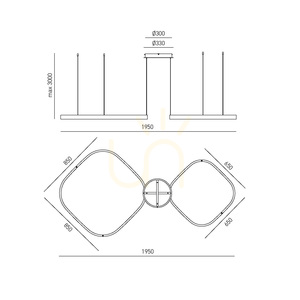 Lampa wisząca CRISEIDE S/2D Q FCRSO5Q Złoty szczotkowany Gea Luce small 1