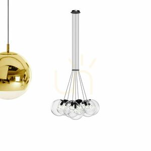 Lampa wisząca s.luce Orb Cluster 7-punktowa E27 brązowa ze szklanymi kulami small 14