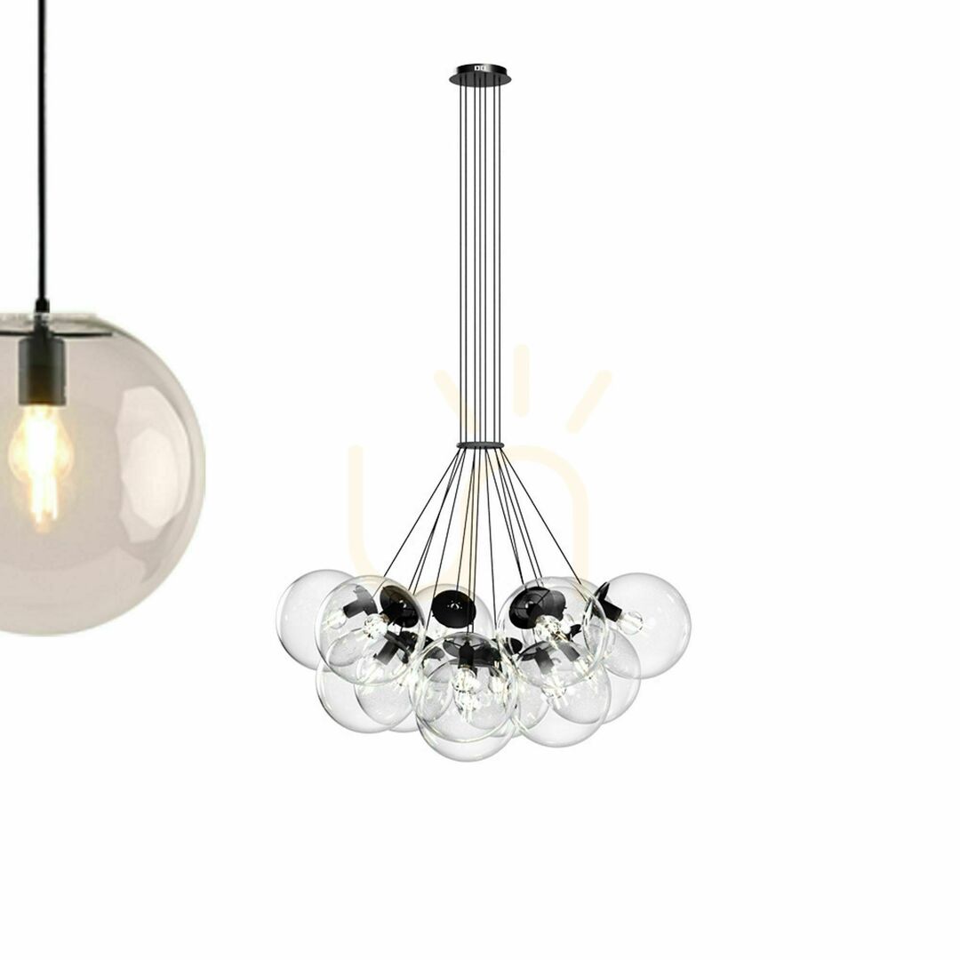 Wyświetl Żyrandol s.luce Orb Cluster 13-punktowy E27, brązowy, szklane kule Żyrandol s.luce Orb Cluster 13-punktowy E27, brązowy, szklane kule