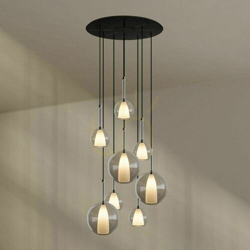 Sprawdź Lampa wisząca s.luce Belluna 8-punktowa, szklana, transparentna, podsufitka Ø 80 cm