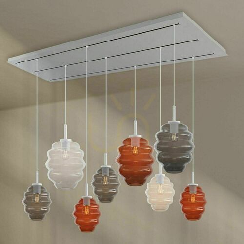 Sprawdź Lampa wisząca s.luce Echos 8-punktowa E27 200 cm, szklana, wielokolorowa