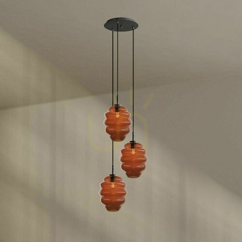 Sprawdź Lampa wisząca s.luce Echos 3-punktowa brązowa szklana E27, klosze Ø 25 cm