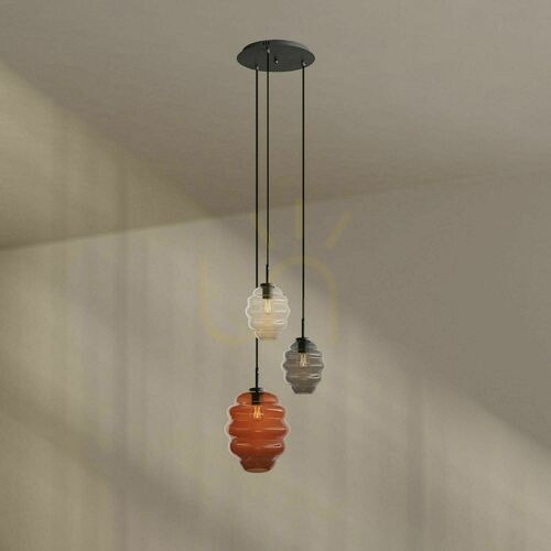 Sprawdź Lampa wisząca s.luce Echos 3-punktowa E27, szklana, wielokolorowa, klosze Ø 18/25 cm