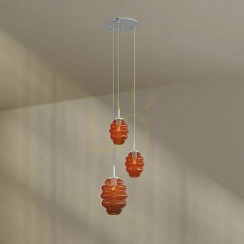 Sprawdź Lampa wisząca s.luce Echos 3-punktowa E27, brązowa, szklane klosze Ø18/25 cm