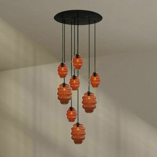 Sprawdź Żyrandol s.luce Echos 8-punktowy E27 z przydymionymi szklanymi kloszami Ø 18/25 cm