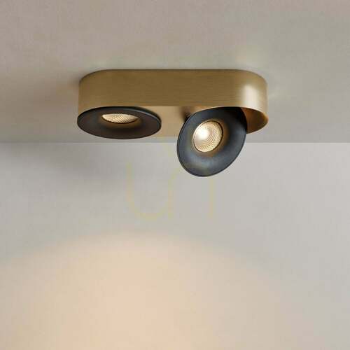 Sprawdź Reflektor sufitowy LED s.luce Santa Duo złoty 22 W 2700 K, podwójny, regulowany, ściemniany