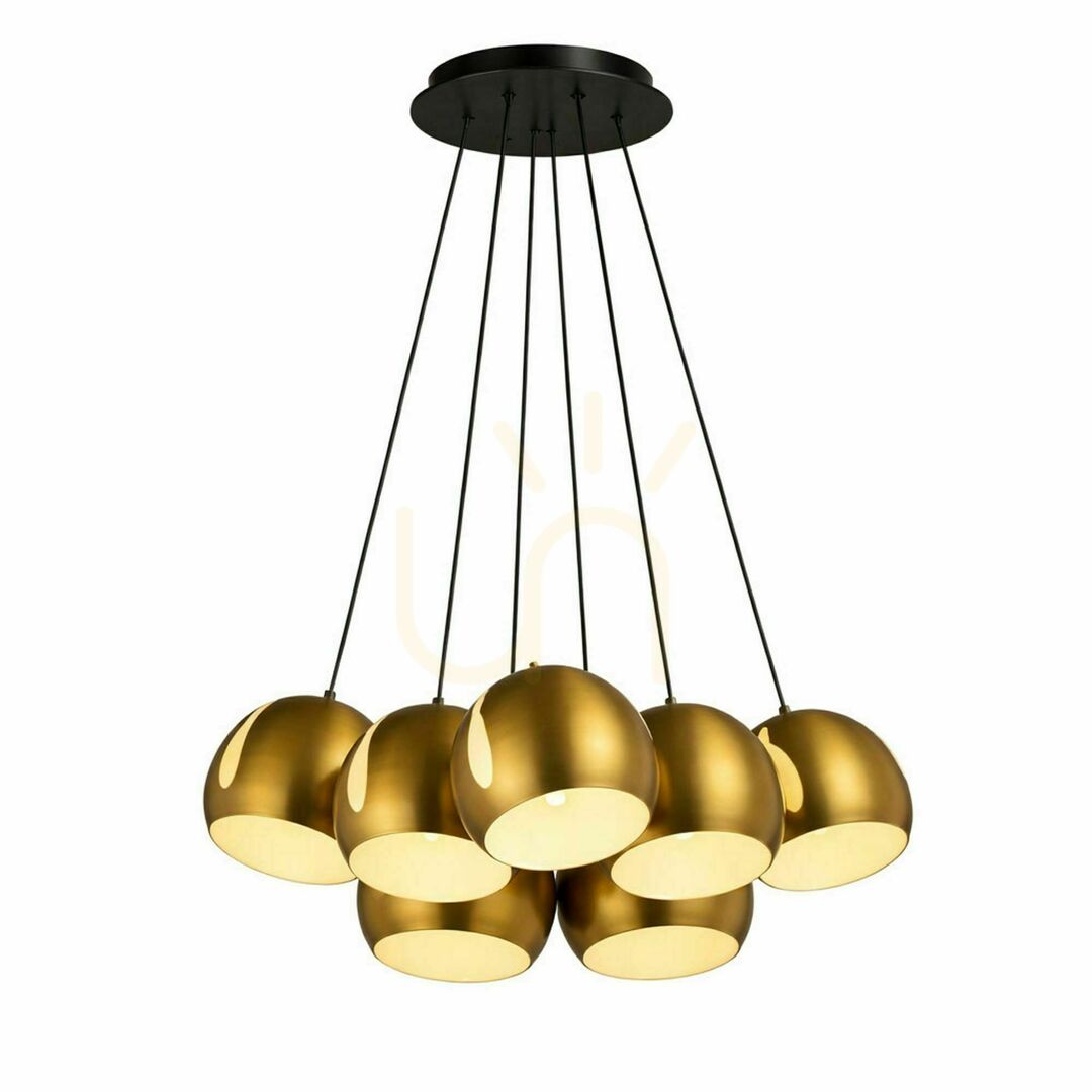 Obejrzyj Żyrandol s.luce Ball Cluster 7 × E27, miedziany, klosze Ø20 cm Żyrandol s.luce Ball Cluster 7 × E27, miedziany, klosze Ø20 cm
