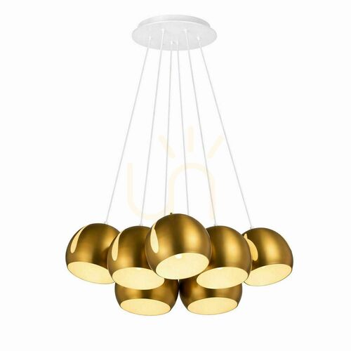 Sprawdź Lampa wisząca s.luce Ball Cluster złota, 7 kloszy Ø20 cm, 7xE27
