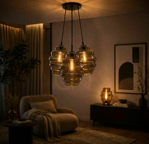 Sprawdź Lampa wisząca s.luce Echos 3 × E27, szklana, wielokolorowa, klosze Ø25 cm