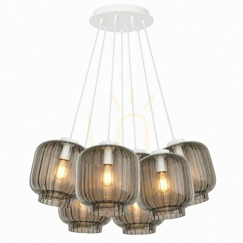 Sprawdź Lampa wisząca s.luce Velo 7-punktowa, szkło przydymione, klosze Ø20 cm, 7xE27