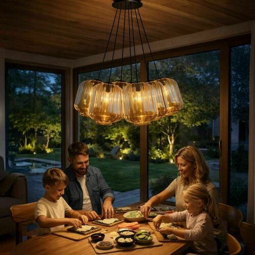 Sprawdź Lampa wisząca s.luce Velo Cluster 7-punktowa E27, brązowa, szklane klosze Ø25 cm