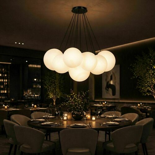 Sprawdź Lampa wisząca s.luce Orb Cluster złota 7-punktowa E27, szklane klosze Ø20 cm