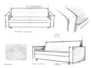 Sofa ZUGO 3 os. - kurkuma(1310), orzech small 5