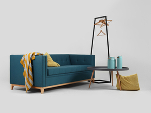 Sofa by-TOM 3 os. rozkł. - morskie fale(et85), naturalny small 3