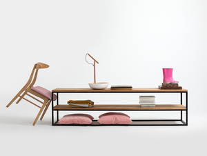 Konsola JULITA SOLID WOOD 180-2F - dąb, czarny small 2