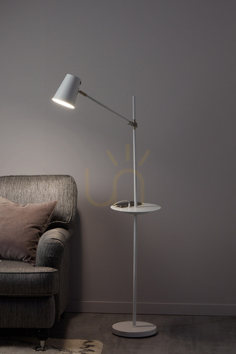 Sprawdź Lampa podłogowa Markslojd Linear 107308 biała metalowa USB