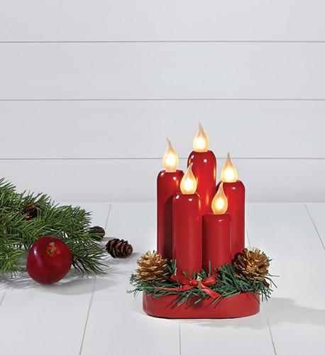 Sprawdź Dekoracja stołowa LED Markslojd Hanna czerwona drewno 20 cm 704017