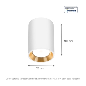 Chloe Mini Gu10 Ip20 Okrągła Korpus Biały, Środek Złoty, Obwódka Biała 1 Chloe Mini Gu10 Ip20 Okrągła Korpus Biały, Środek Złoty, Obwódka Biała small 1