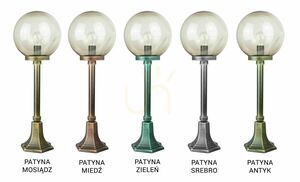 Lampa ogrodowa stojąca SU-MA kulista czarna/patyna 73 cm K 5002/3/KP 250 small 4