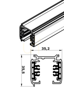 Szynoprzewód 3F 100 cm, Biały Eurostandard - EUTRAC small 1