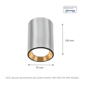 Chloe Mini Gu10 Ip20 Okrągła                      Korpus Srebrny, Środek Złoty, Obwódka Czarna small 1