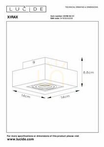 Downlight Lucide Xirax biały LED GU10 5W 320 lm 2200K 14 cm IP20 small 6