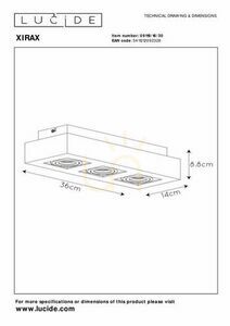 Downlight Lucide XIRAX 3x GU10 LED czarny aluminiowy 36 cm small 6