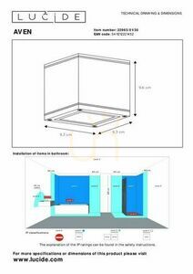 Downlight Lucide AVEN czarny GU10 IP65 do łazienki 1x50W small 3