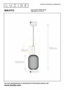 Lampa wisząca Lucide Maloto złota szklana loft retro 20 cm 45386/20/62 small 10