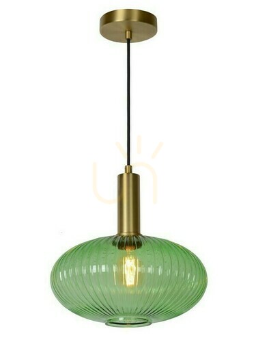 Sprawdź Lampa wisząca Lucide MALOTO zielono-złota szklana retro 30 cm 45386/30/33