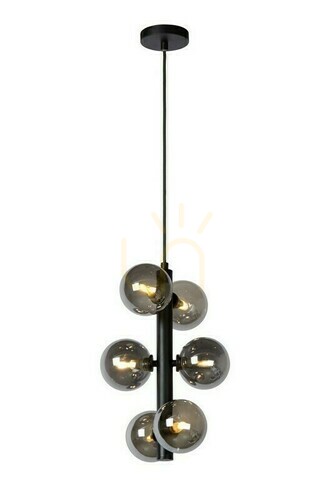 Sprawdź Lampa wisząca Lucide Tycho czarna 6-punktowa loftowa szkło 45474/06/30