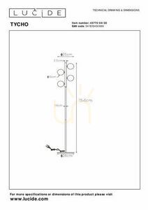 Lampa podłogowa Lucide TYCHO czarna stal szkło retro 4xG9 45774/04/30 small 8