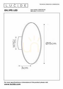 Kinkiet Lucide Eklyps LED czarny 6W 3000K 360lm aluminium 46201/06/30 small 4