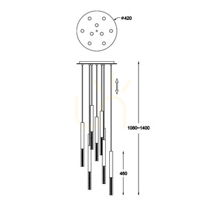 Lampa wisząca Zuma Line ONE P0461-09L-B5F7 LED, 9 punktów, francuskie złoto small 1