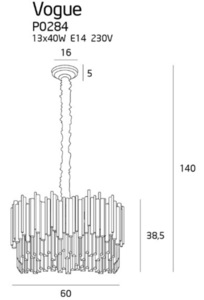 Lampa wisząca Max Light Vogue P0284 złota 12xE14 60 cm small 3