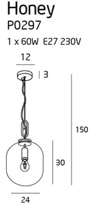 Lampa wisząca Max Light Honey Amber czarna 24 cm P0297 small 2