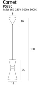 Lampa wisząca Max Light Cornet P0330 czarno-złota 1xLED 5W metalowa 2 Lampa wisząca Max Light Cornet P0330 czarno-złota 1xLED 5W metalowa small 2