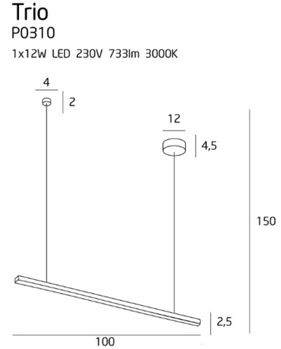 Sprawdź Lampa wisząca Max Light Trio P0310 czarna LED 100 cm 36W