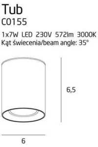 Plafon LED Maxlight TUB C0155 biały, 7 W, 3000 K, Ø 6 cm small 4