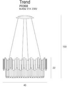Lampa wisząca Max Light Trend P0368 złota 8xE14 45 cm small 2
