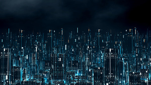 Fototapeta 3D cyfrowe miasto nocą, rzeczywistość wirtualna, business intelligence, fototapeta do biura small 0