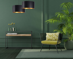 Lampa wisząca czarno złota LEXIE E27 60W latex, satyna small 5