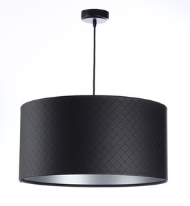 Lampa walec Leather pikowana w romby E27 60W czerń srebro 0 Lampa walec Leather pikowana w romby E27 60W czerń srebro small 0